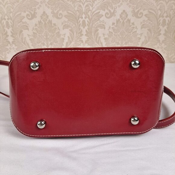 Kate Spade Red Leather Satchel Bag Double Handles Long Strap Logo Holiday - Picture 9 of 13